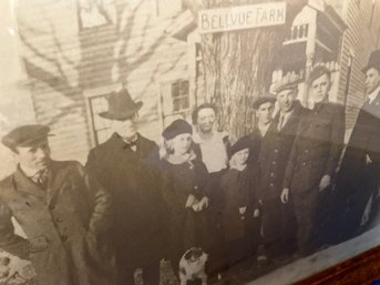 Lot 498- Bellvue Farm Family Photo Son Going Off To War In Oak Frame