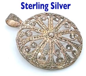 Lot 318 - Sterling Silver Large Round Vintage Pendant