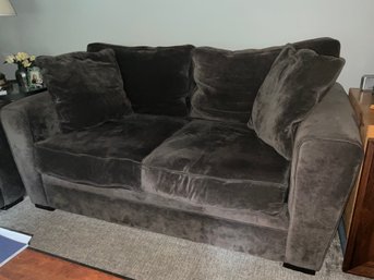 Lot 12- SUPER SOFT Brown Velvety Velour Love Seat Sofa