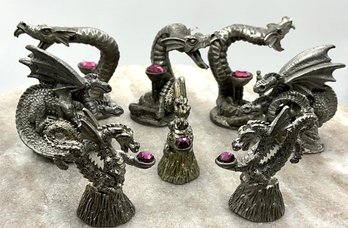 Lot 35SES- Spoontiques Pewter Mystical Dragon Figurines Lot Of 8