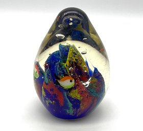 Lot 76- Multicolor Paperweight With Fish In Ocean Sea