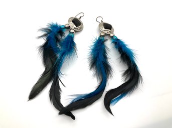 Lot 63- Vintage Long Feather Earrings 6 Inches