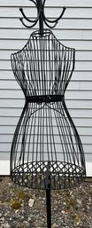 Lot 89- Black Wire Metal Dress Form Hall Coat Tree With Shelf