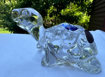 Lot 342SES - Crystal Bohemian Turtle Paperweight - Signed B Czech Republic