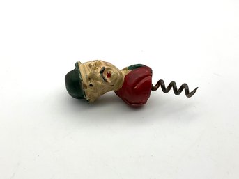 Lot 84- Vintage Painted Wooden Man Cork Screw - Great Addition To Your Bar