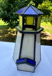 Lot 346SES - Stained Glass Small Lighthouse - Use With Tea Light Candle