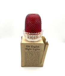 Lot 94- Vintage Old English Night Light In Ruby Red Faroy Candle Fairy Light