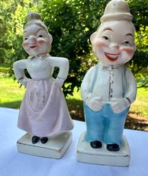 Lot 352SES - 1950s Cute! Jolly & Mad 2 Faced Salt Pepper Shakers Man Woman Young & Old Couple Turnabout