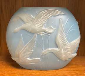 Lot 177- 1930 Phoenix Sculptured Artware Glass Flying Geese Vase - Signed