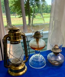 Lot 49- Dietz Junior Lantern & Vintage Table Top Lanterns Lot Of 3