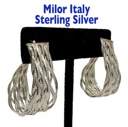 Lot 362SES  - Sterling Silver Signed MILOR Italy Beautiful Braided Drop Earrings