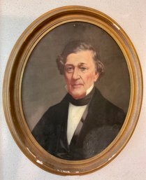 Lot 7- Original Antique Oval Portrait Oil Painting Portrait Of A Man