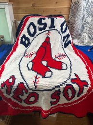 Lot 625 - Boston Red Sox MLB Afghan Handmade Reversible Blanket