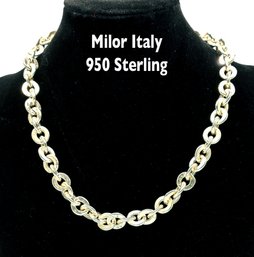 Lot 364SES  - 950 Sterling Silver MILOR Italy Thick Chain Necklace