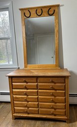 Lot 300 - Western Style Horse Shoes 3 Drawers Bureau With Mirror - BRING HELP TO MOVE