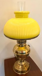 Lot 59- BRIGHT! Yellow Milk Glass Lamp Shape Table Lamp