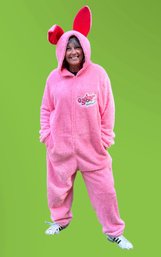 Lot 27- A Christmas Story Plush Pink Bunny Adult XL Costume - Halloween Easter Bunny