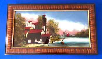 Lot 54 - Antique Rectangular Reverse Painting Scene In Venice Italy