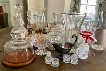 Lot 15- Crystal Glass Vases Decanter Salt Cellars Mixed Lot