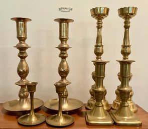 Lot 63- Antique Brass Candle Sticks - Rostand - Lot Of 4 Pairs