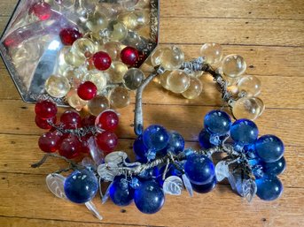 Lot 17- Vintage Mid Century Glass Grape Collection- Red Blue Clear