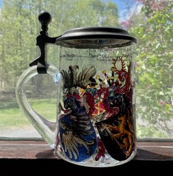 Lot 19- German Clear Glass Stein Painted With Dragons - 5 Inches