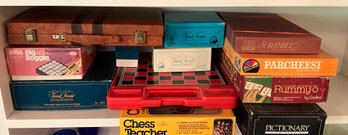 Lot 67- Vintage Board Game Lot Of 12- Trivial Pursuit - Backgammon- Chess - Checkers - Rummy