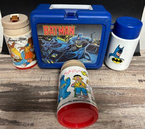 Lot 22KR - Vintage Thermos & Lunch Box Lot Batman, Sesame Street, Junior Miss