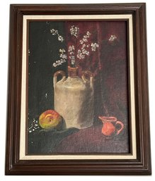 Lot 52 - Vintage Still Life Floral / Fruit - Original Oil Painting  On Canvas Board