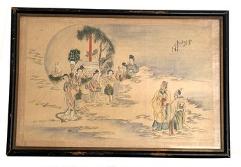 Lot 56 - Asian Oriental Art Works Painting On Silk Signed - Antique