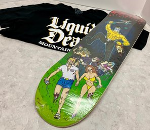 Lot 26- Liquid Death Mountain Water - Sealed Skate Board & T Shirt XL - By Will Carsola