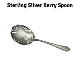 Lot 24- Sterling Silver Antique Berry Spoon By A. Stowell & Co - Monogram RW