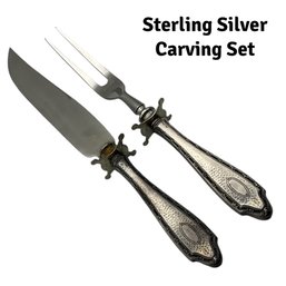 Lot 25- Sterling Silver Antique Meat Carving Fork Knife Set