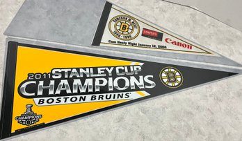 Lot 33- Wincraft 2011 Boston Bruins - Cam Neely - NHL Pennants Lot Of 2 - Stanley Cup