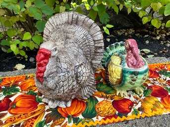 Lot 20SES- Thanksgiving Display Vintage Turkeys -pumpkin Table Runner - 3 - Centerpiece