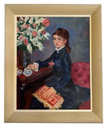 Lot 69 - 1966 Vintage Renoir - The Cup Of Chocolate - Original Young Woman Painting By  Artist LW Schlesinger