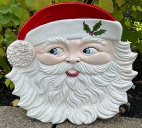 Lot 21SES- 1958 Ceramic Santa Face Wall Hanging - Vintage Christmas Decor