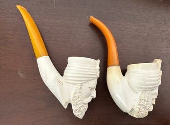 Lot 72 - 2 Vintage Hand Carved Meerschaum Pipes