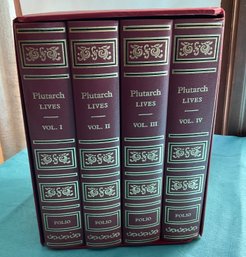 Lot 43- Plutarch Lives The Folio Society Tom Holland - Complete 4 Volume Set - Illustrated