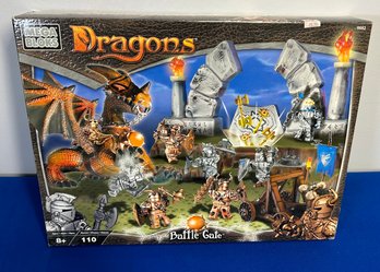 Lot 80- Mega Bloks Dragons Battle Gate Building Set W/box