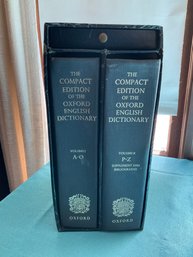 Lot 44- 1971 The Compact Edition Of The Oxford English Dictionary -2 Boxed Volumes - Includes Magnifying Glass