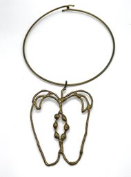 Lot 29- Vintage Big Brass Apple On Wire Necklace