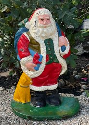 Lot 31SES- Cast Iron Santa Claus With Dog Decorative Door Stop- Christmas Decor