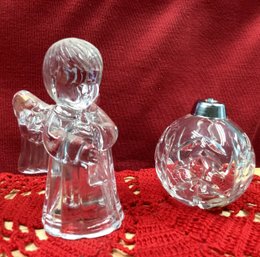 Lot 203SD- Christmas! Hand Cut Crystal Ball Ornament Paper Label Candle Holder Glass Angel