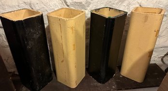 Lot 99 - 4 Large Stoneware Pillars - 2 Feet Tall - Very Heavy