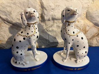 Lot 80 - Vintage Pair Of Large 10 Inch Mottahedeh Staffordshire Style Dalmatian Dogs - Italy -Grandmillenn