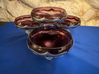 Lot 84 - Farber Art Deco - Stunning Serving Piece - Mid Century - Purple Glass Appetizer Party Dish