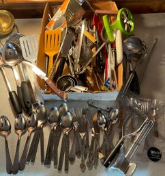 Lot 50- Kitchen Utensil Lot - Mid Century Flatware, Walco Setting, Silverware