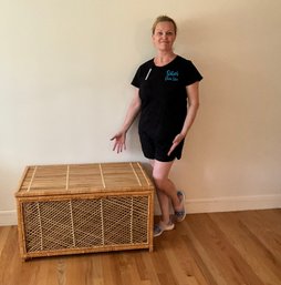 Lot 503- Vintage Rattan Basket Storage Chest