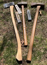 Lot 34- Axes - Axe Heads And Sledgehammer Lot Of 6